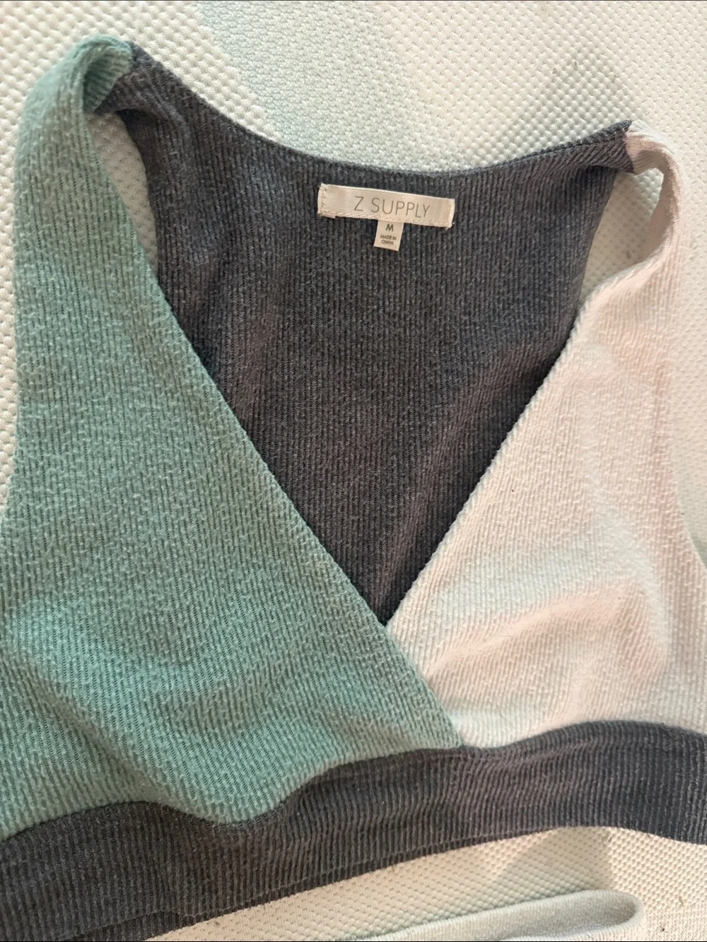 Z Supply Two-Tone Knit Shorts Set - Mint, Charcoal & Cream